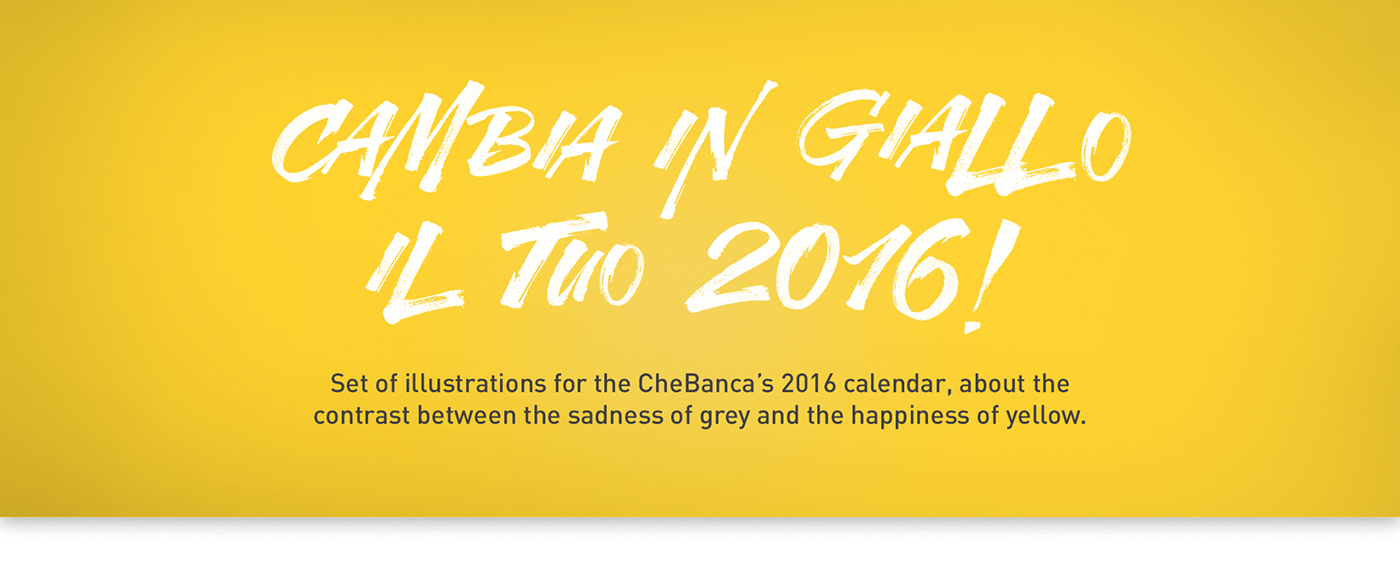 calendar calendario 2016 Calendar chebanca ILLUSTRATION  contrast yellow split double