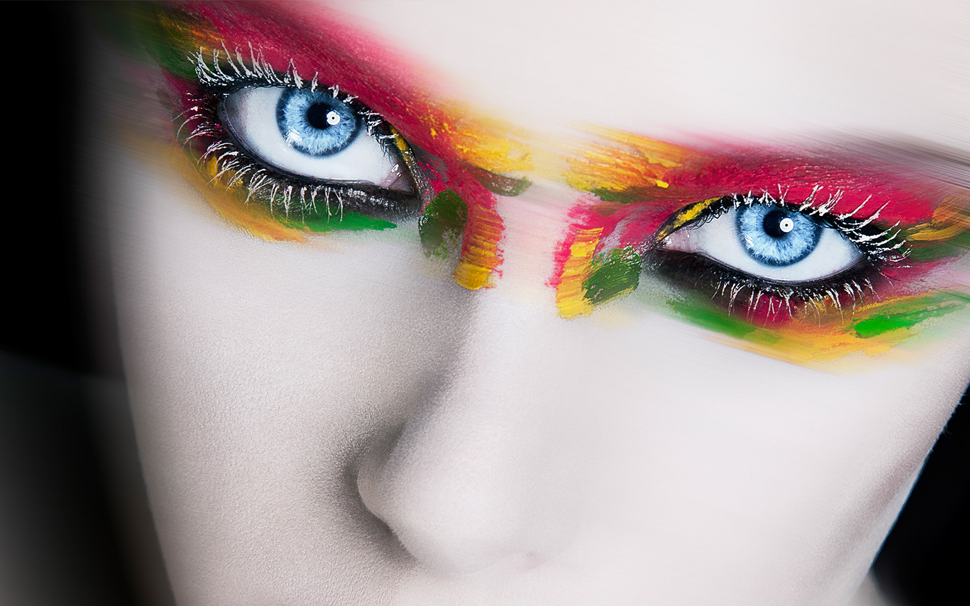 Adobe Portfolio hi-end beauty conceptual de-saturated multicoloured makeup cosmetics motion blur