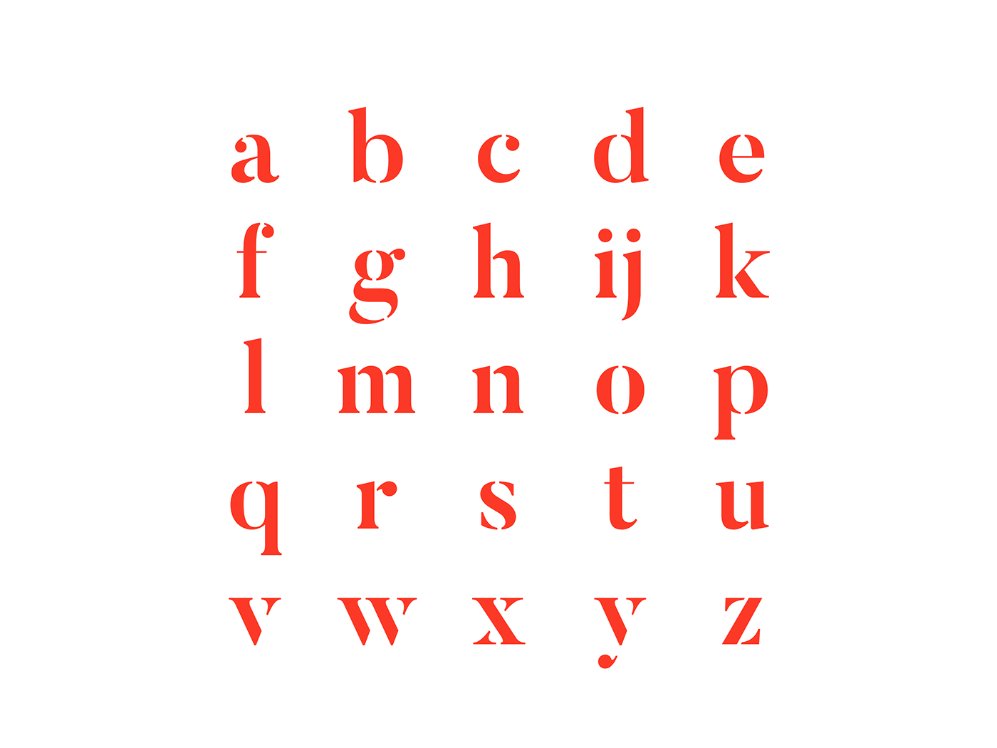 Complete alphabet in lowercase stencil.