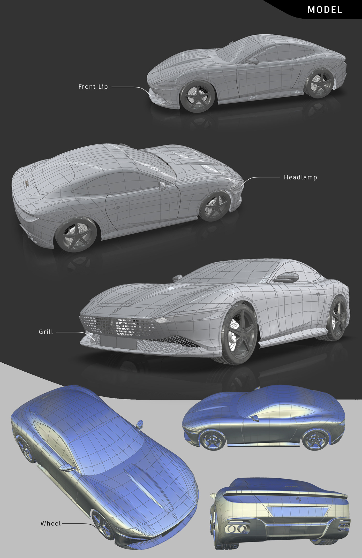3D 3D Modelling Alias alias automotive car coupe FERRARI ferrari roma roma Vehicle
