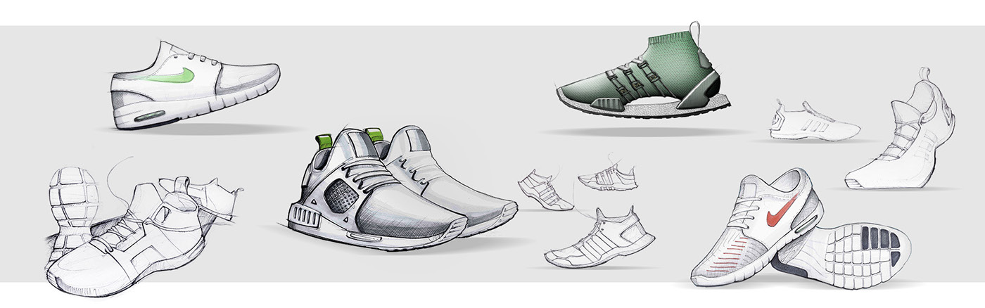 sketch scribble industrial shoe sneaker product design ILLUSTRATION  rendering