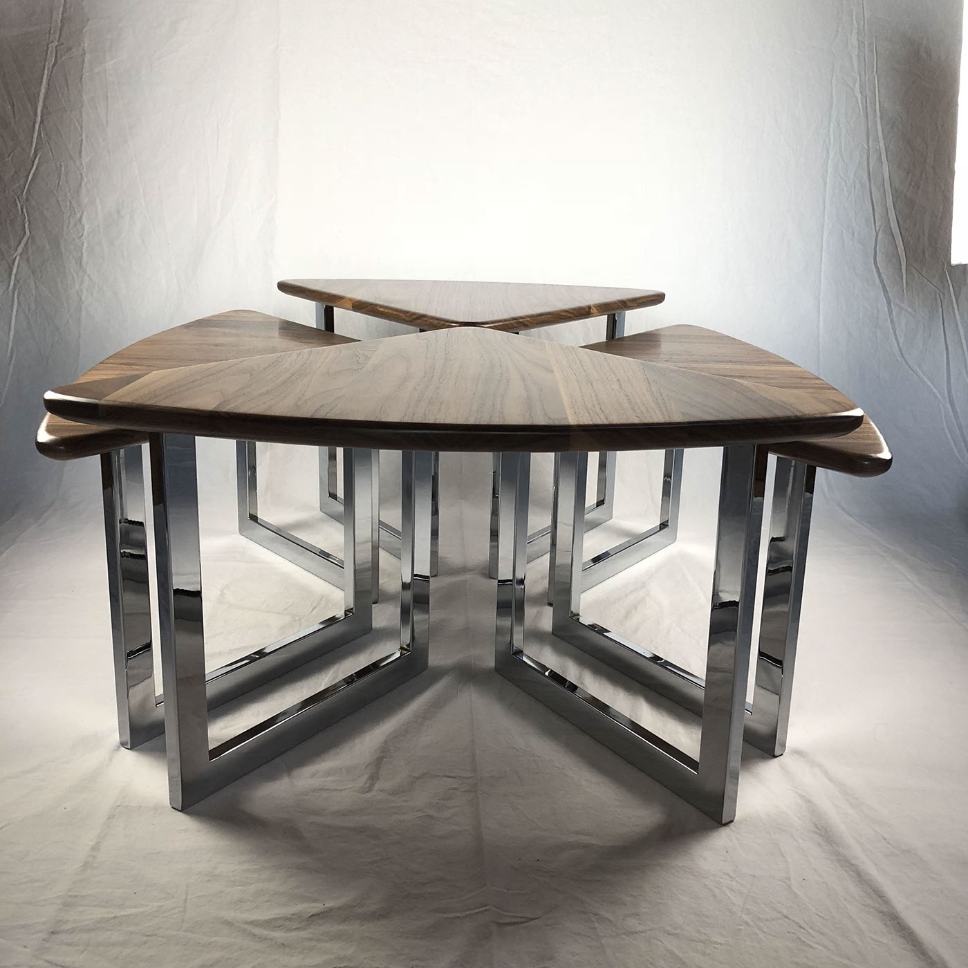 table furniture modern midcentury petal walnut chrome