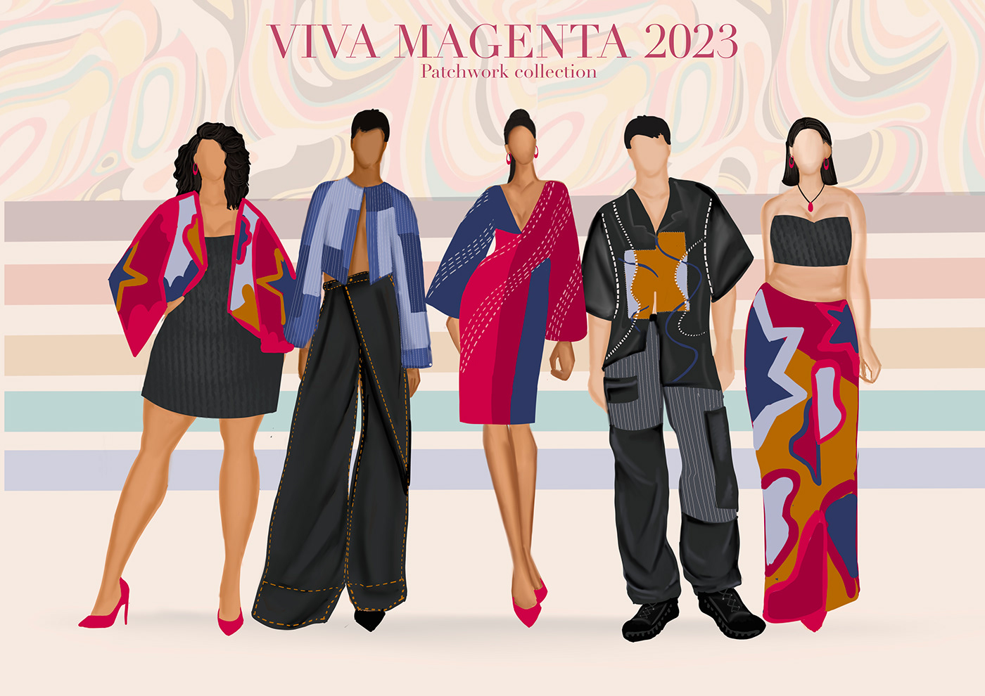 Colour of the year 2023 fashion design fashion illustration pantone patchwork