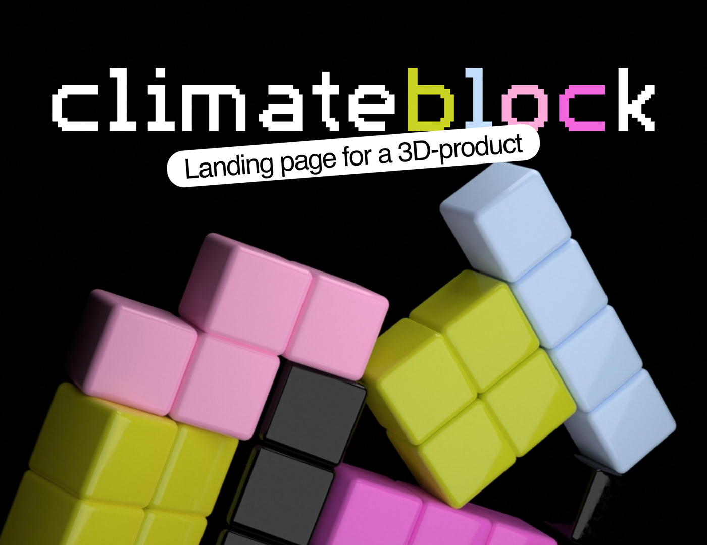 3D tetris landing page Web Design  Figma user interface Website blender climate