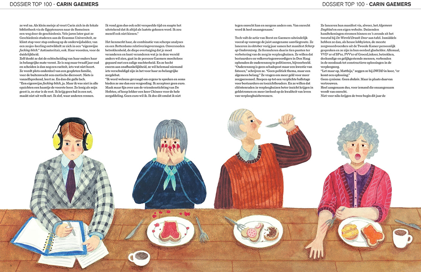 Netherlands magazine ILLUSTRATION  illustrations watercolour watercolor Colorpencils editorial political feminist