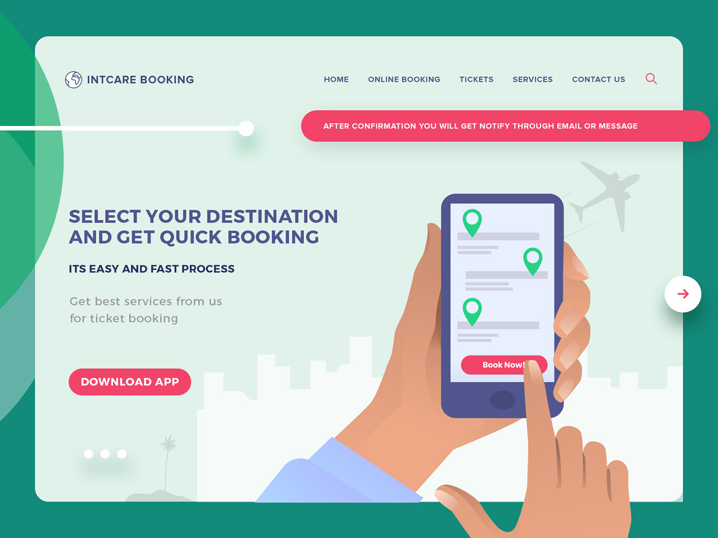 book tickets Booking home delivery Online Booking Travel ui design Web Website Website Design