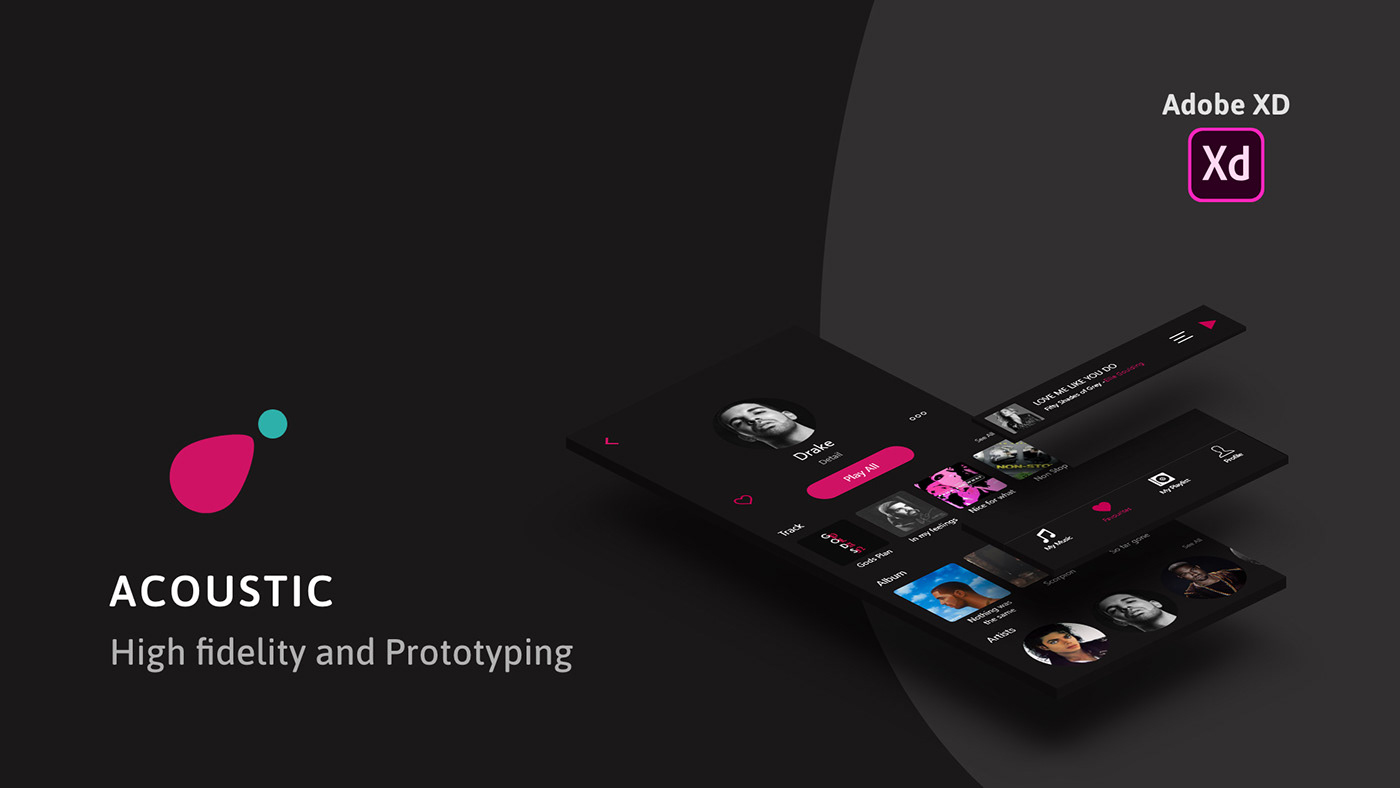 xddailychallenge High Fidelity Prototyping Adobe XD Music Player UI/UX UI/UX Design acoustic music app design