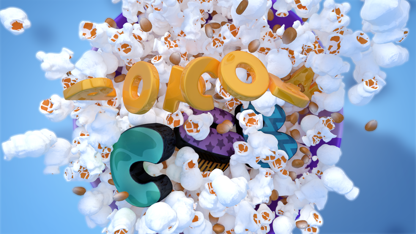 c4d cinema 4d popcorn club motion design 3D logo animation  MoGraph