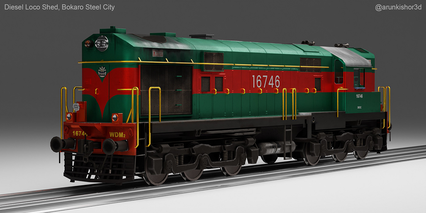 3D locomotive 3D model 3d texture alco locomotive blender 3d Diesel Locomotive Indian locomotive Indian Railways wdm2