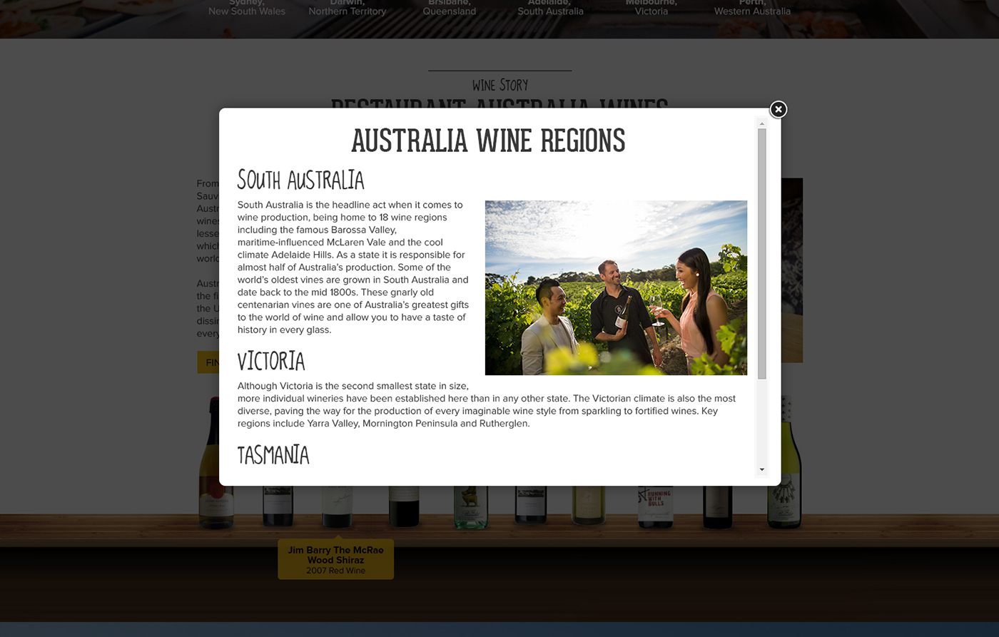Travel advert Hub Website html5 black yellow White clean Australia Food  Holiday