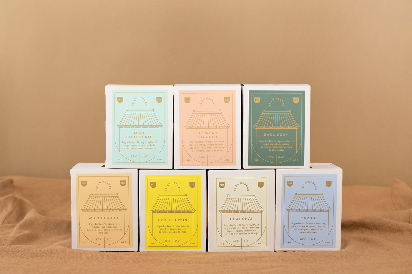 Packaging tea te identity logo Logotype asia Blends hebras box