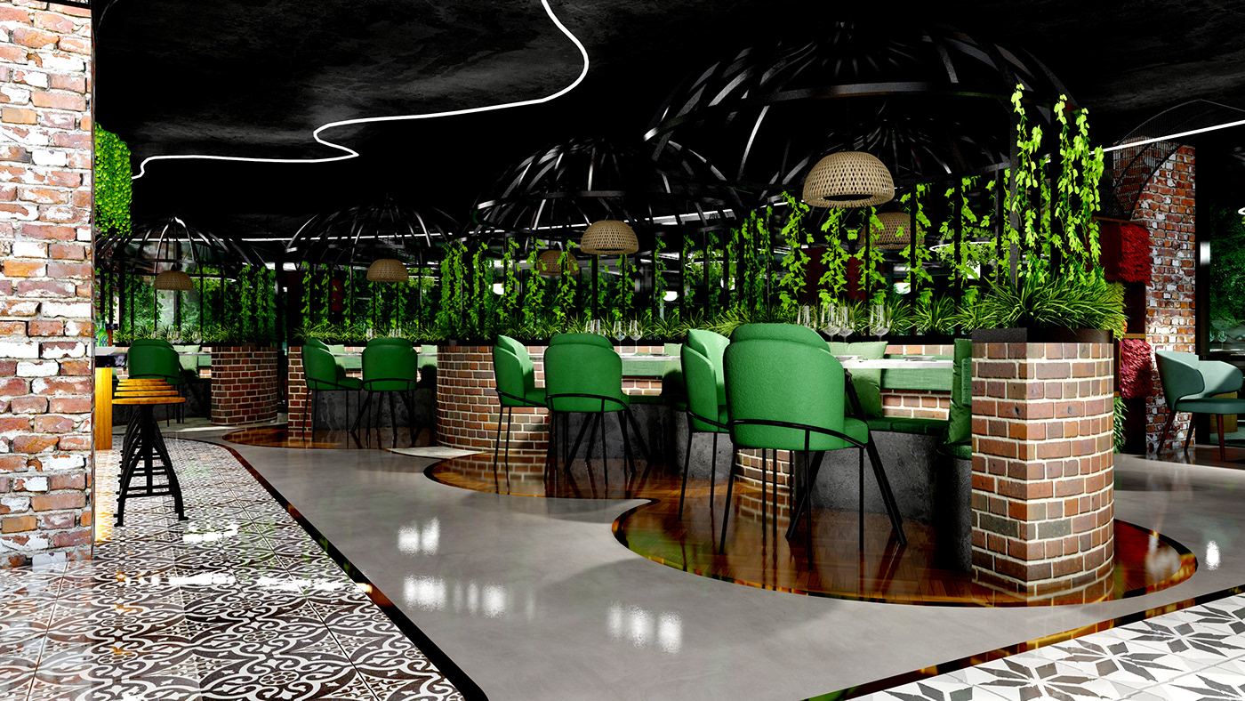 Bar Design restaurant design interior design  3d Visualisation 3D Visualization restaurant 3d design Interior Architecture SketchUP Cafe design