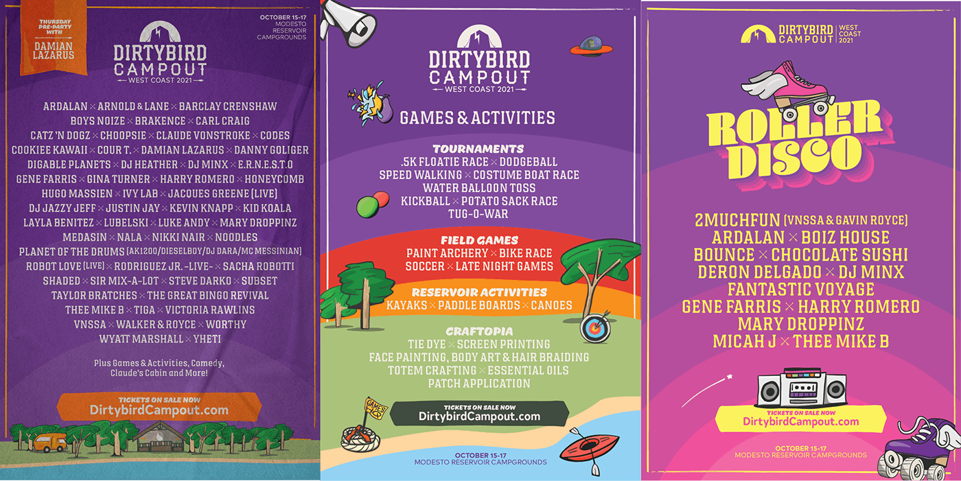 Dirtybird Campout Music Festival brand identity and design