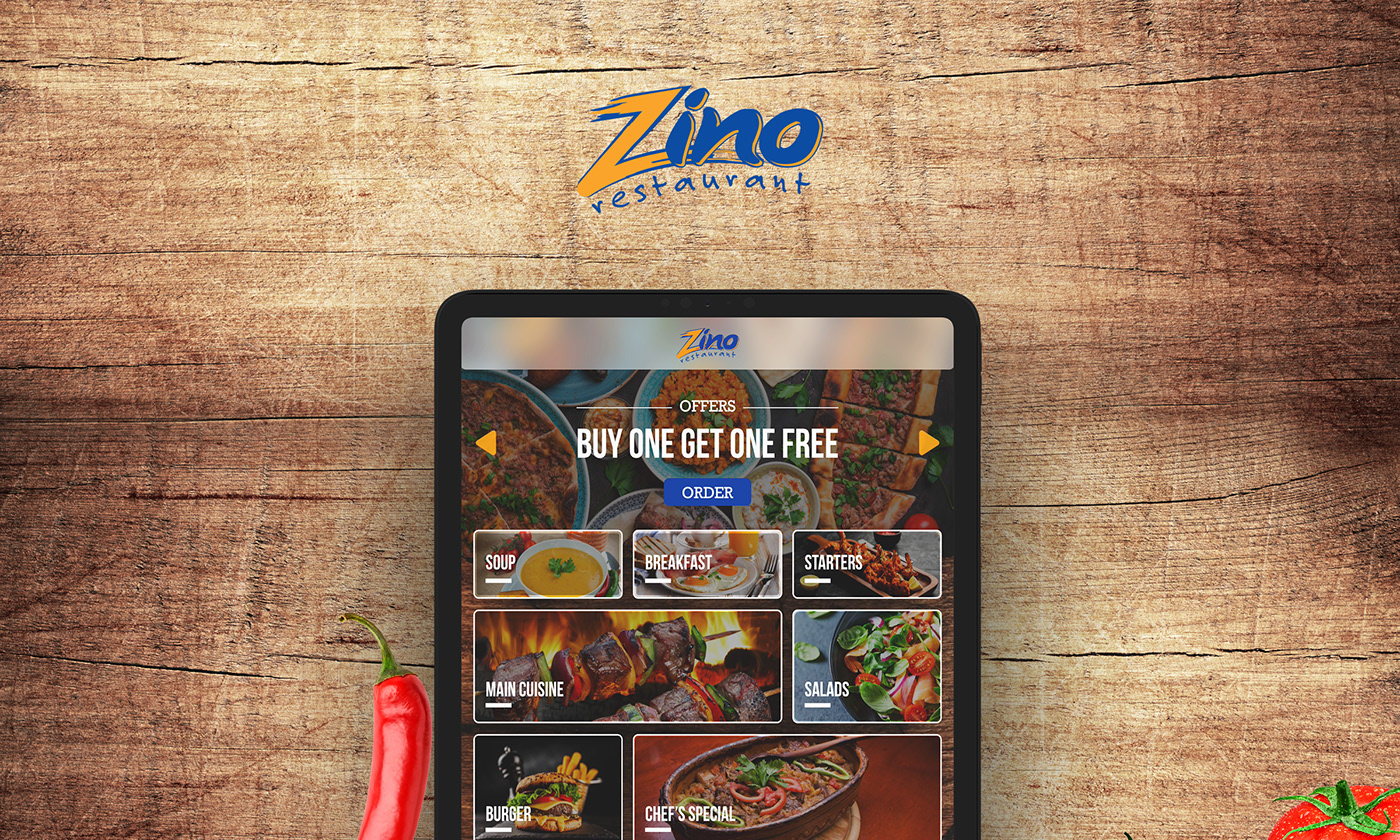 restaurant iPad menu interactive UI ux Retro wooden design app