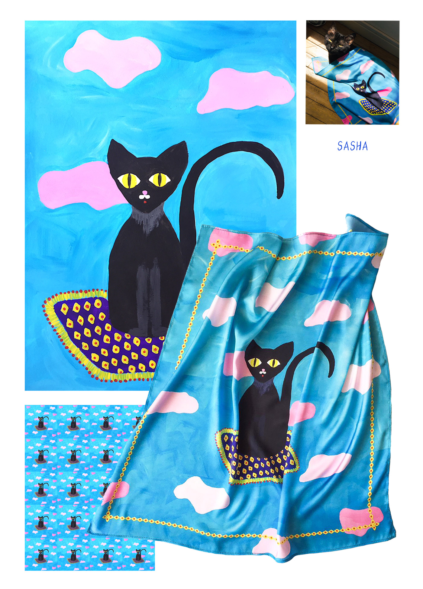 cat illustration cat scarves cats patterns fashion design pattern animals scarf silk scarves textil design fashion textile pattern textile print