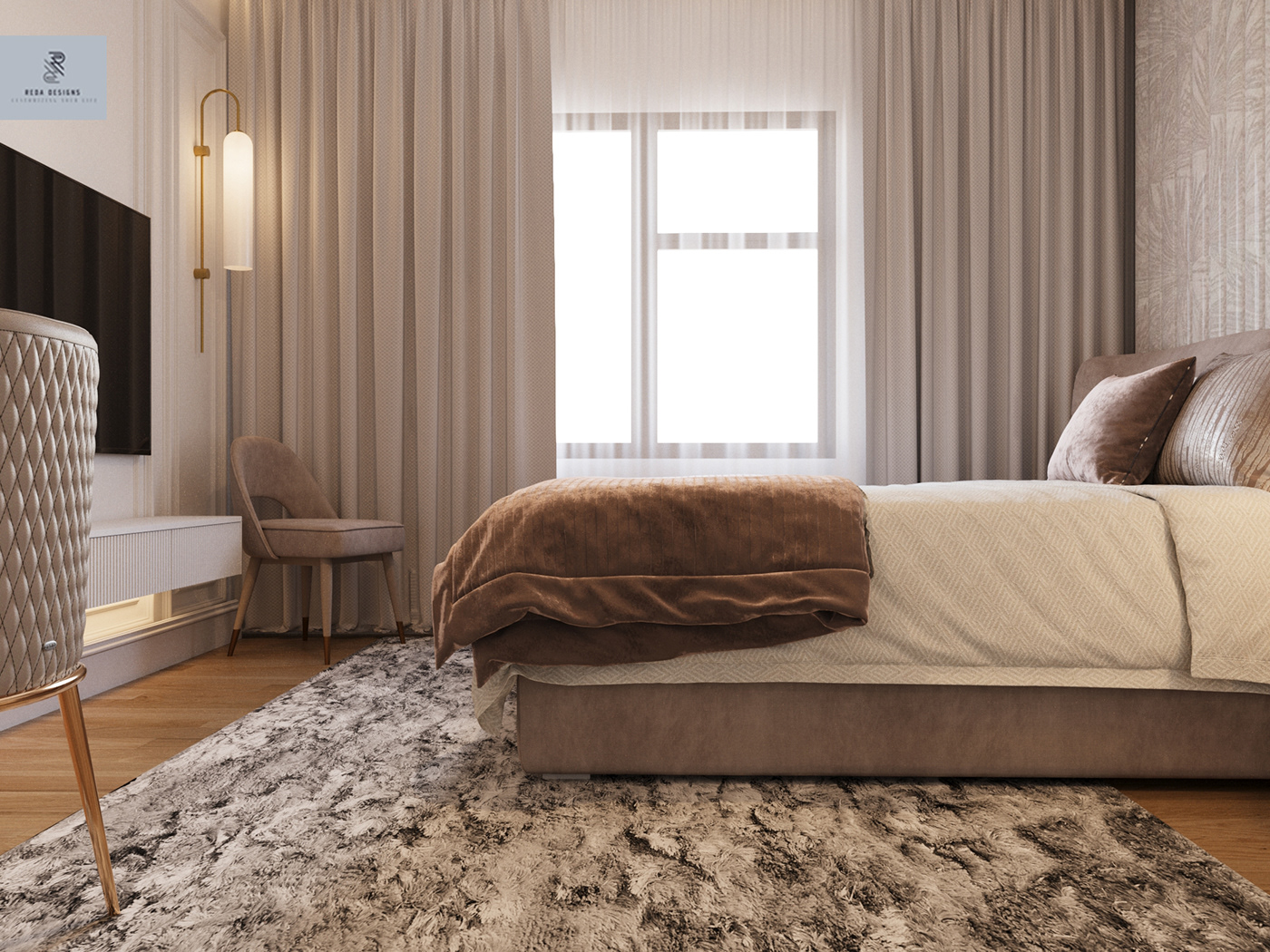 interior design  neoclassic 3ds max bedroom Classic furniture Render visualization corona design