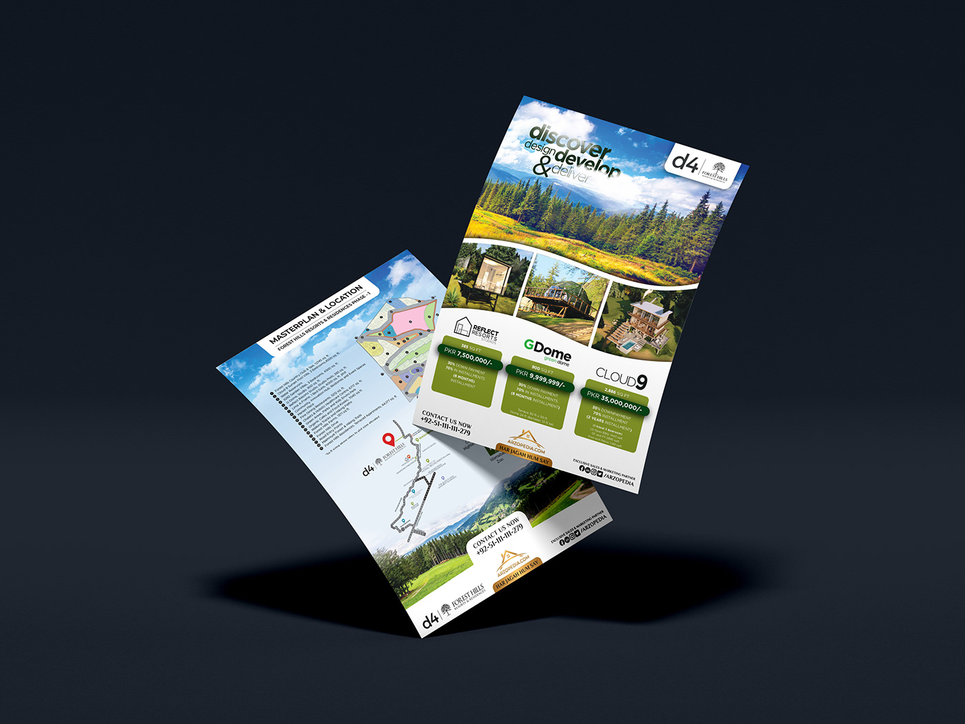 pine city islamabad Pakistan graphics flyer payment brochure design D4 District 4 forest hills