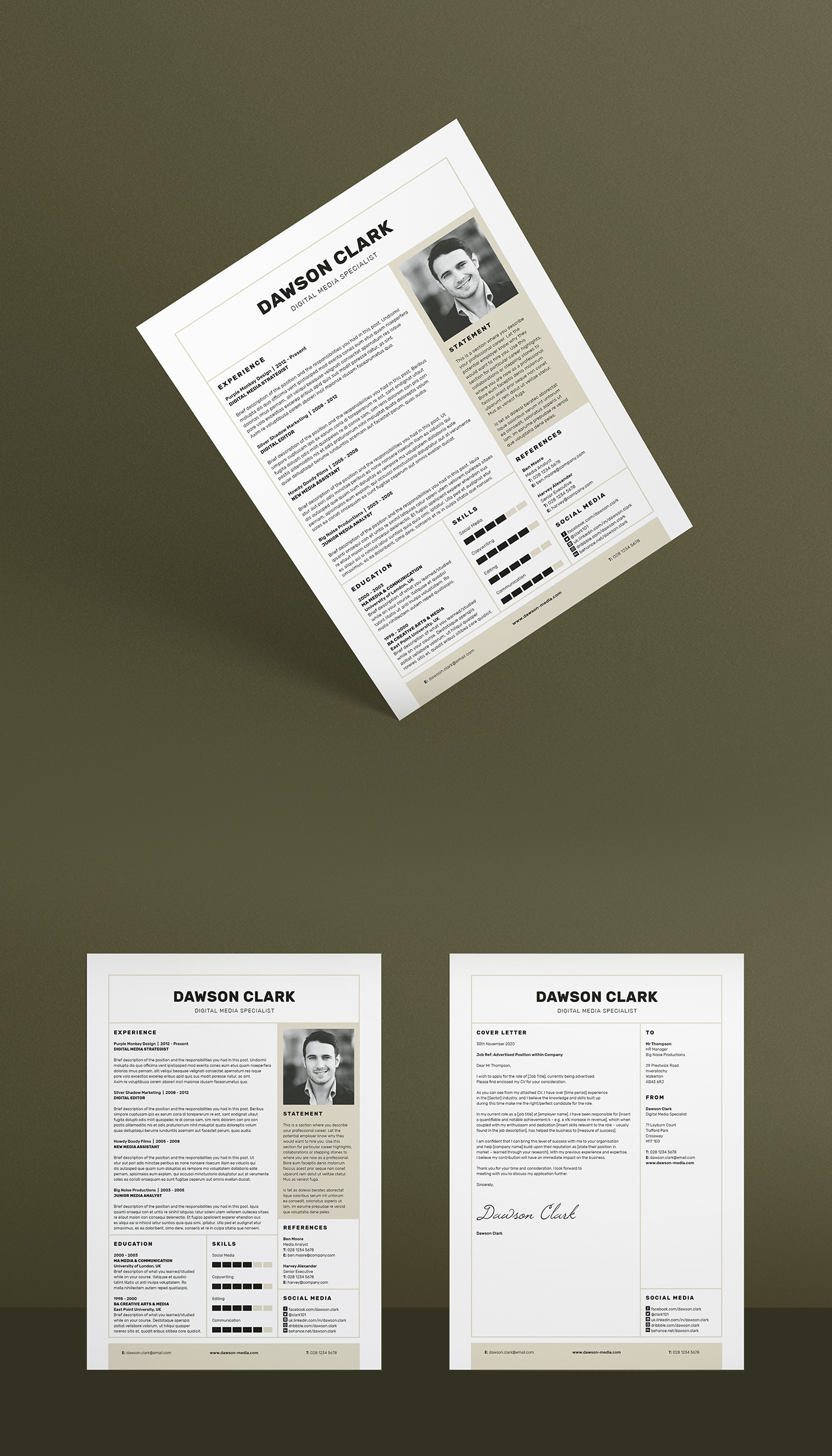 Resume resume template CV CV template InDesign photoshop microsoft word creative market
