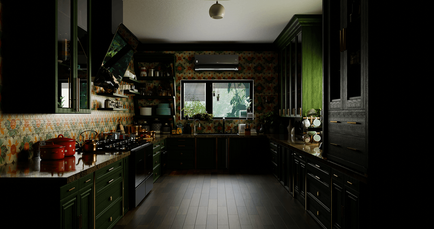 indoor interior design  architecture visualization archviz kitchen Digital Art  design