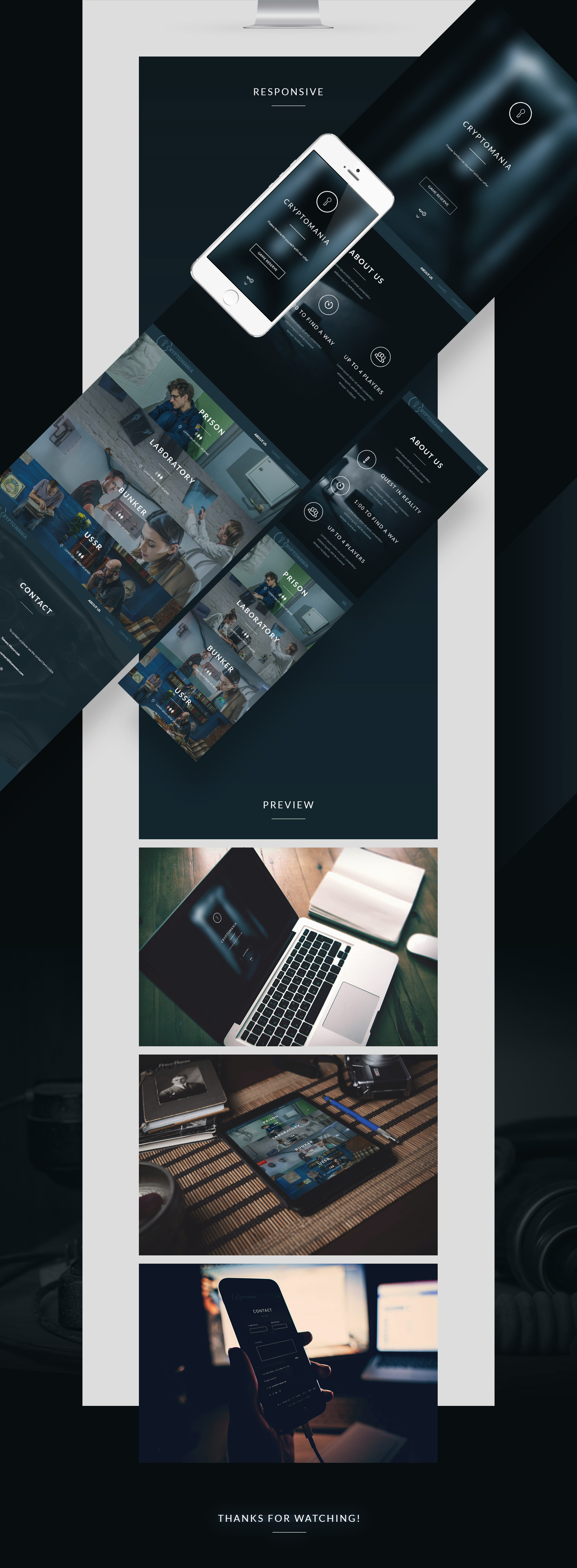 Web site outline parallax Responsive modern template design promo landing page