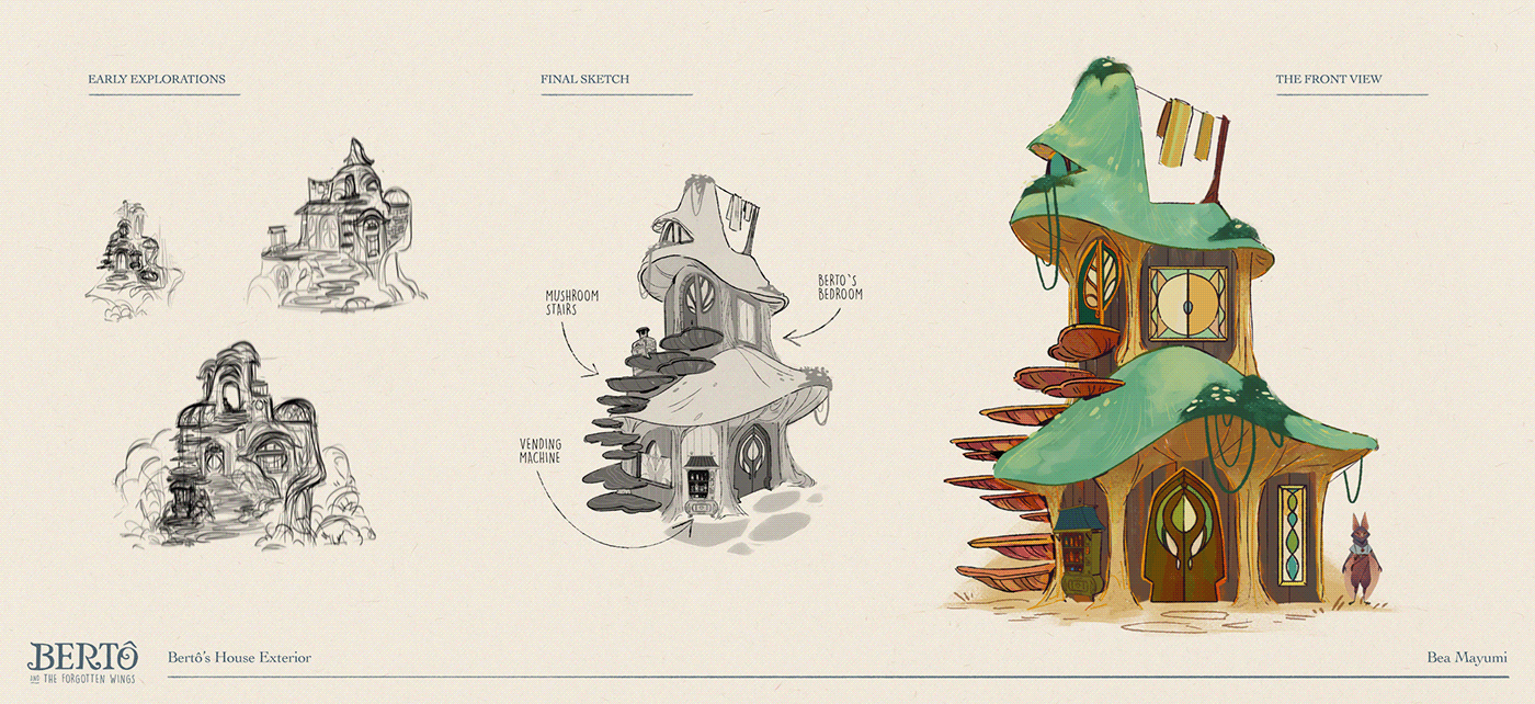 concept art Visual Development Character design  animation 2d Character Sheet chiwawa magical forest Prop Design beatriz mayumi colorscript