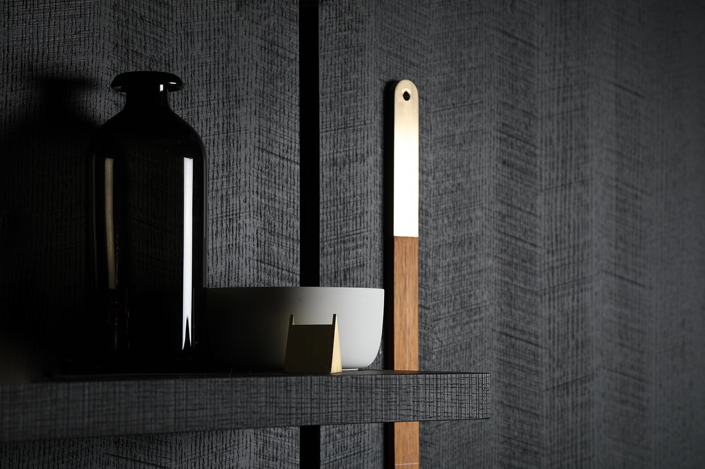 equilibrium brass scale kitchen wood design concept