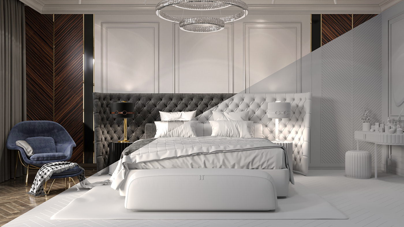 corona renderer modern avantgarde 3dsmax arcitecture interrior interriordesign bedroom sofa bed