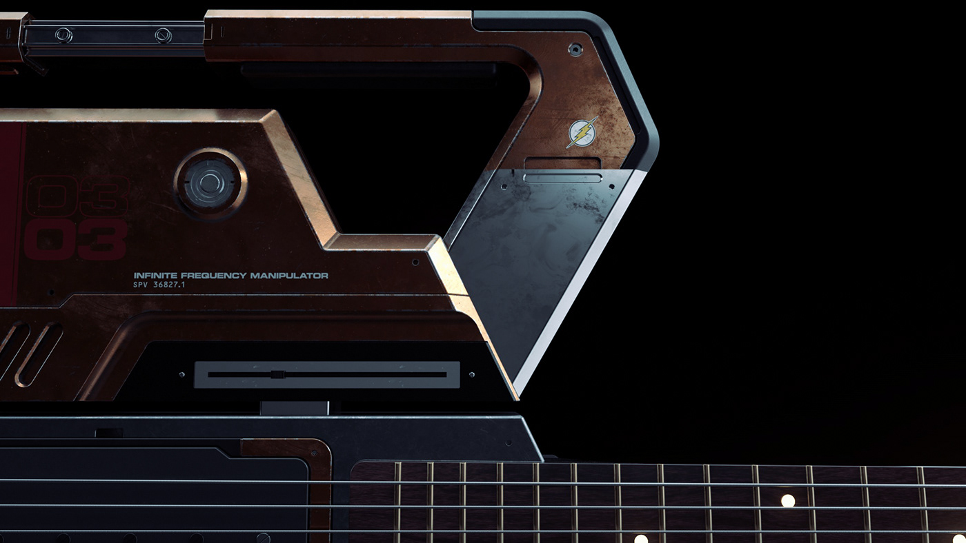 fusion 360 c4d redshift hard surface sci-fi guitar music fender cinema 4d concept art