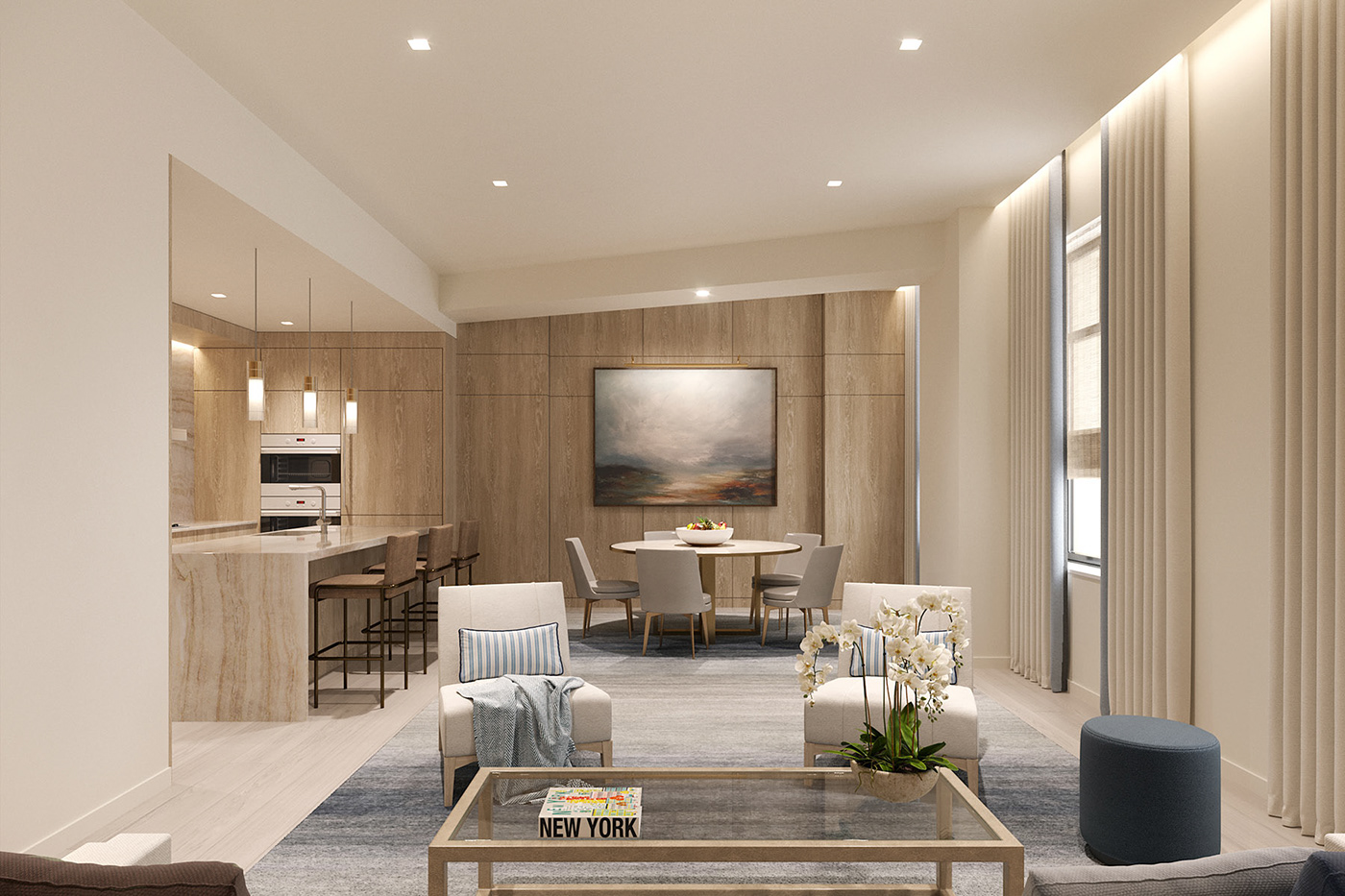 rendering CGI apartment interior luxury interior Manhattan New York visualization