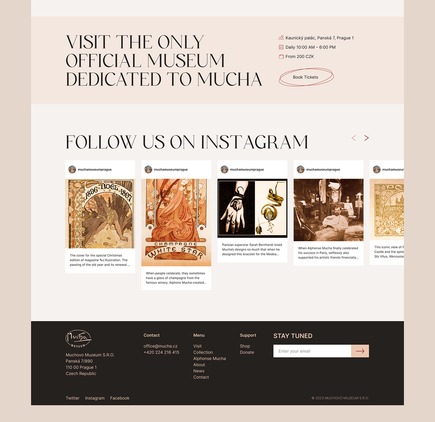 Alphonse Mucha art nouveau prague museum gallery art Website redesign UX UI