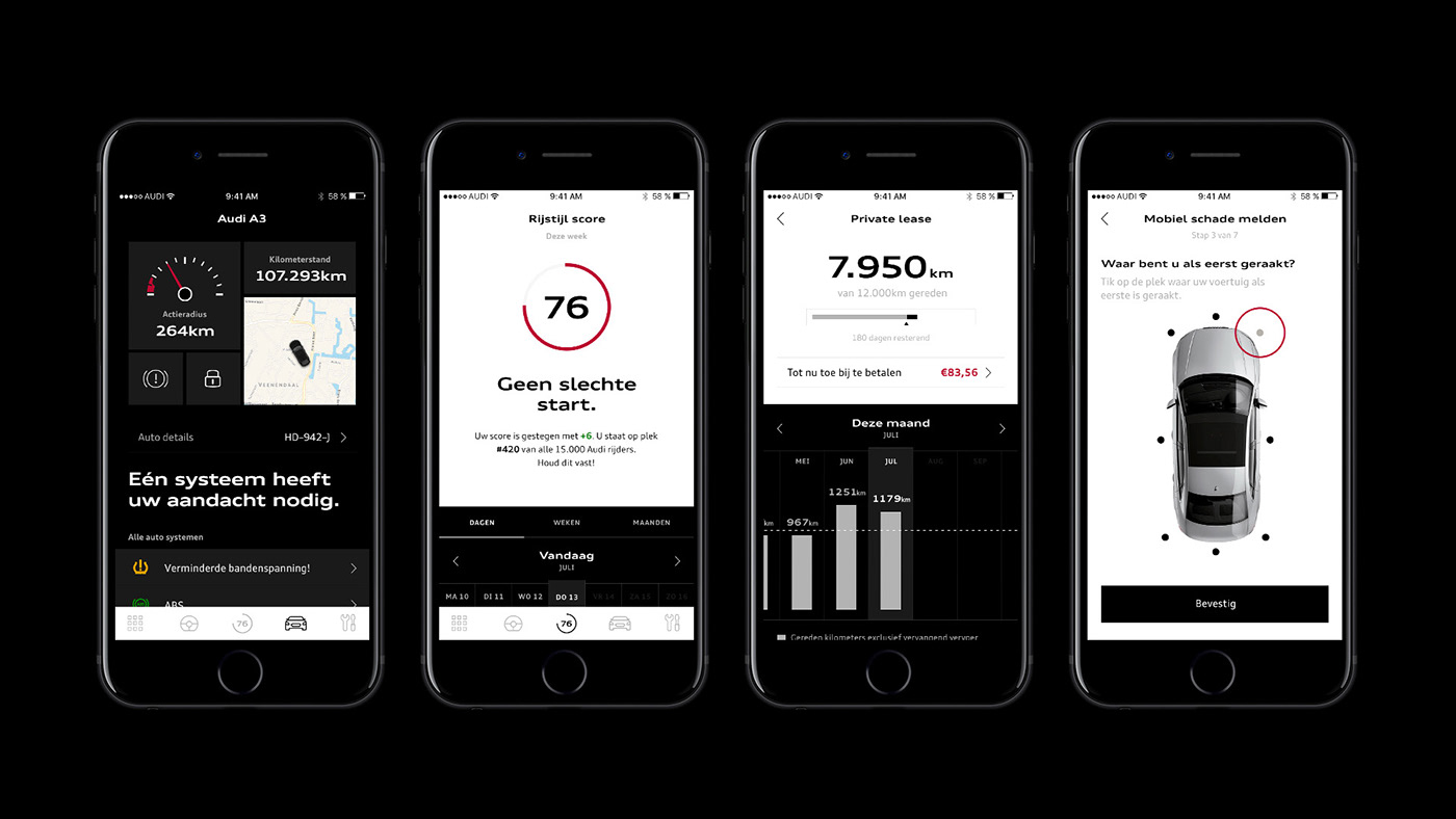 volkswagen Audi app car dashboard digital UI service Interface design