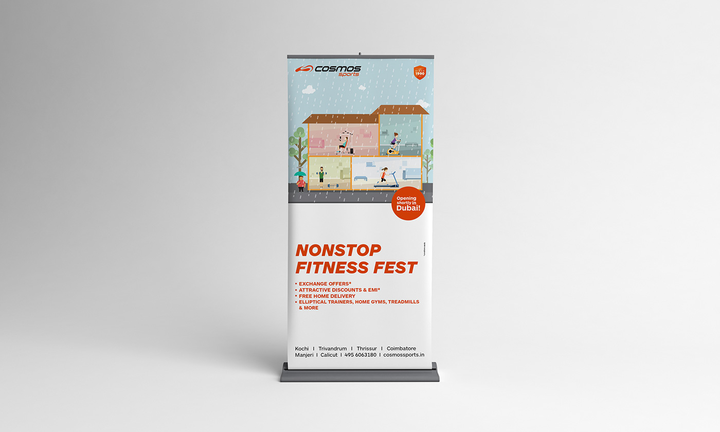 cosmos fitness fest poster Magazine Ad ILLUSTRATION  vector workout sports