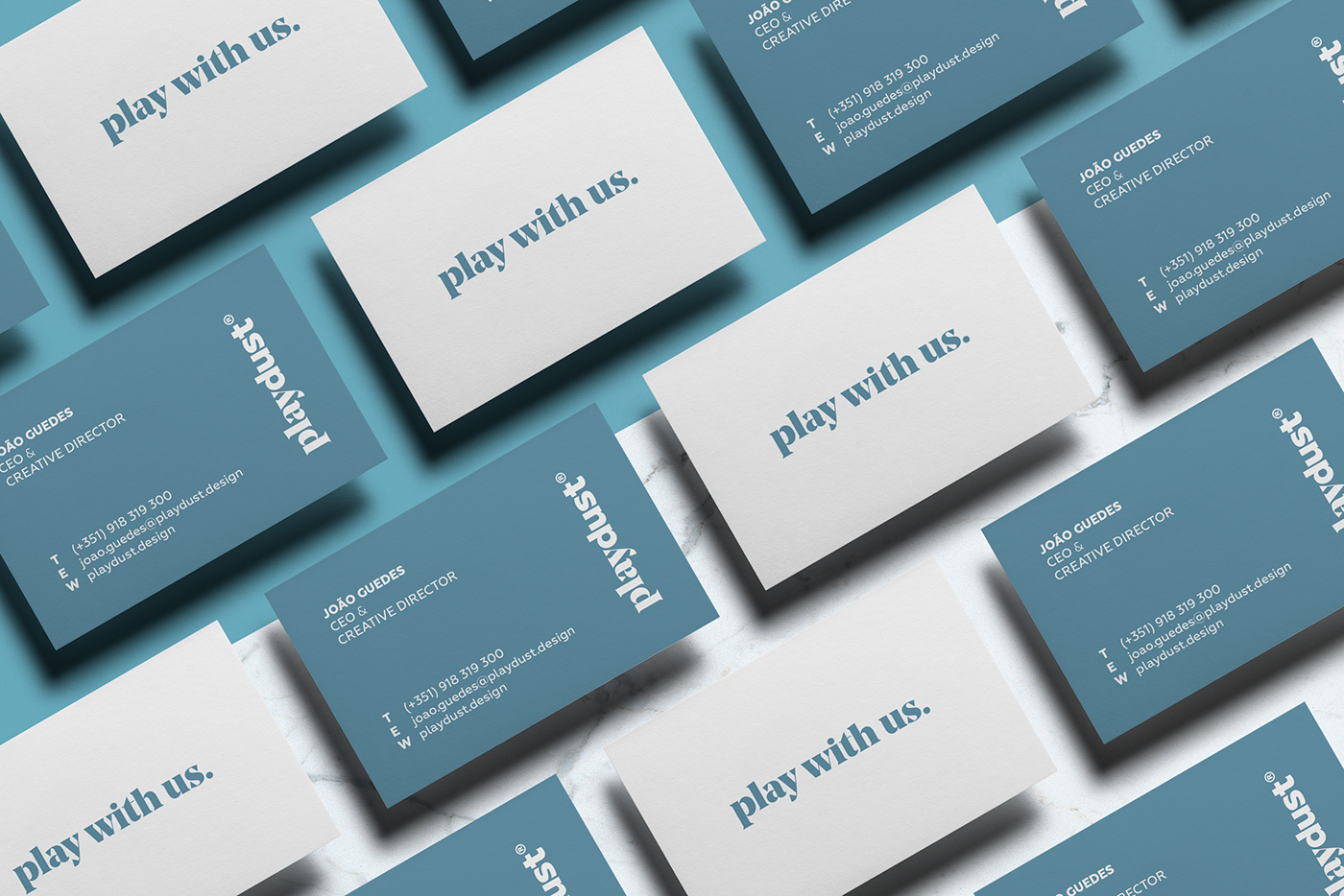 playdust logo business card Mockup poster Stationery stationary Website identity visual letter studio Marble agency
