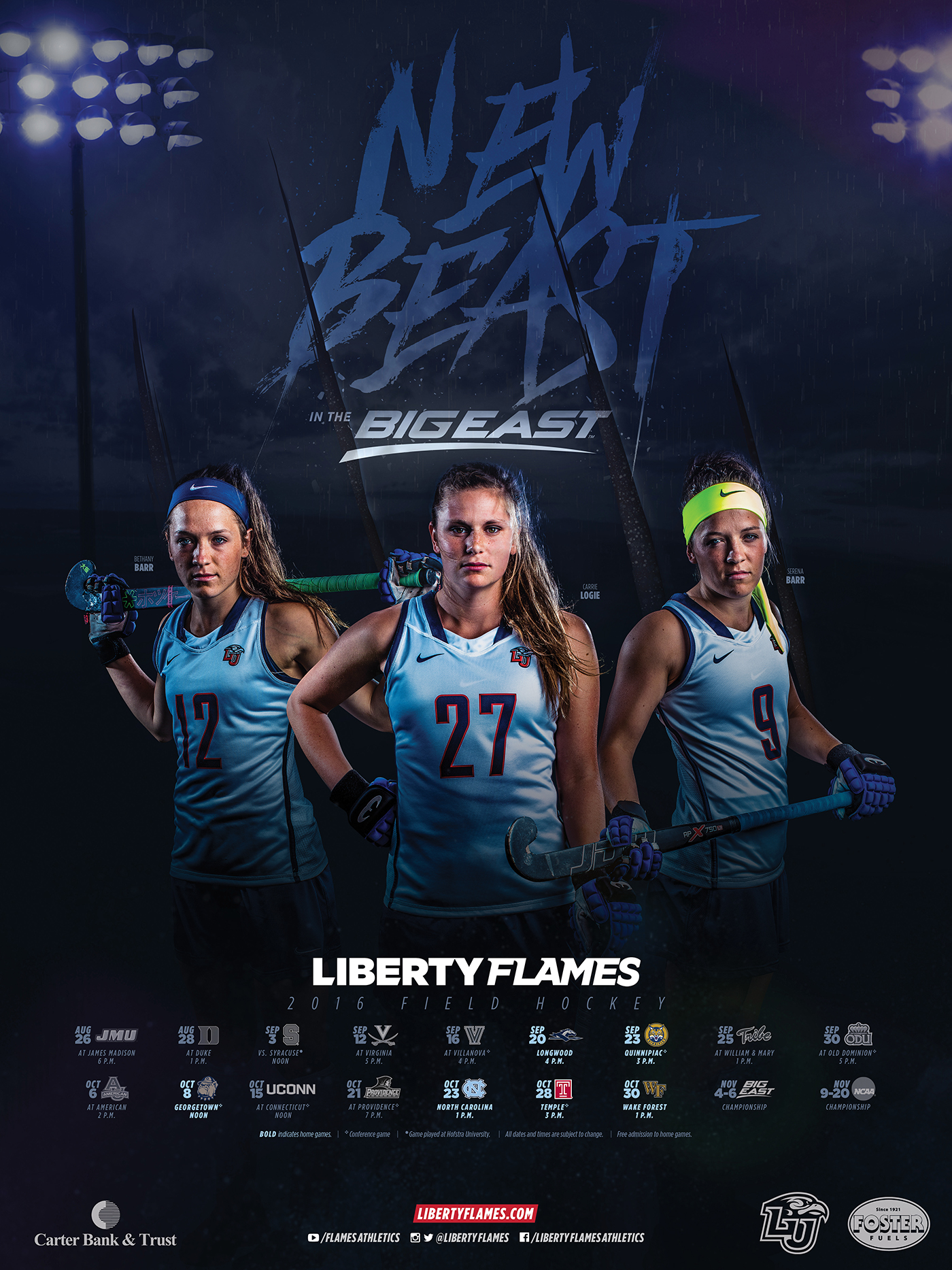hockey field hockey Big East conference poster Billboards beast claws sport athletics retouch Liberty NCAA college University