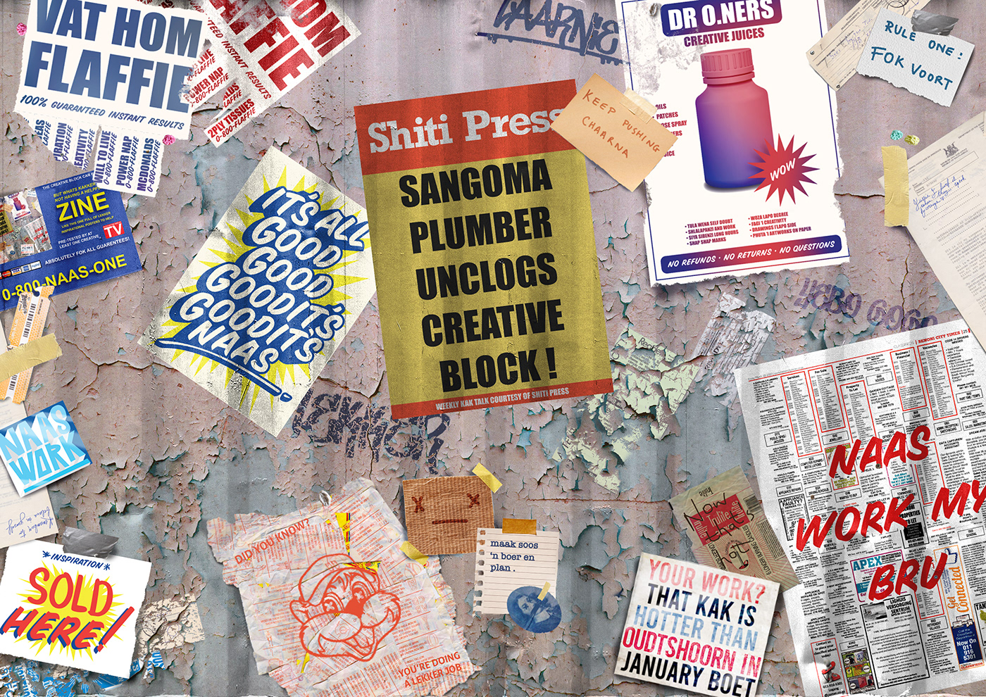 copywriting  CREATIVE BLOCK design motivation newspaper Notice Board posters Proudly South African sangoma south african