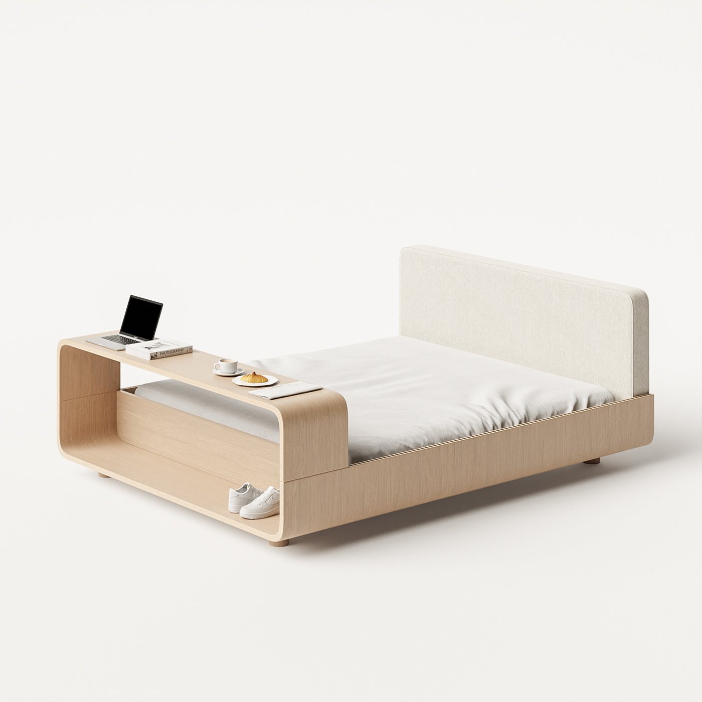 bed design bed furniture bedroom industrial design  minimal furniture modern furniture Multifunctional Furniture product design  wood furniture