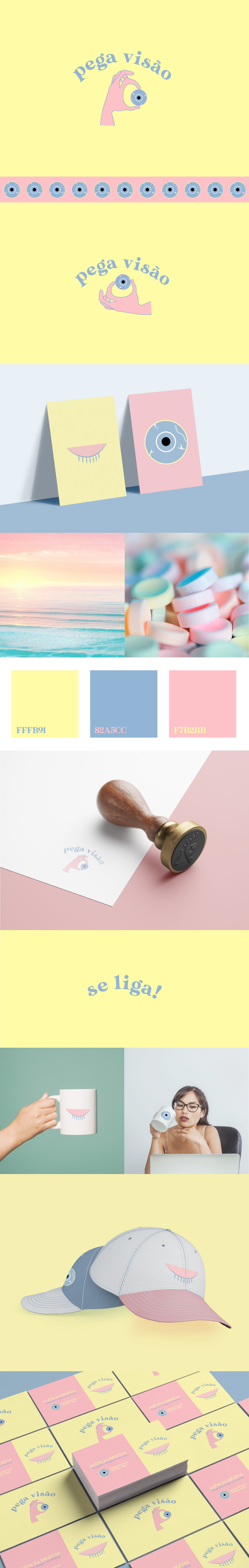 marca branding  Direção de arte logo Icon pastel criação visual cartão visita