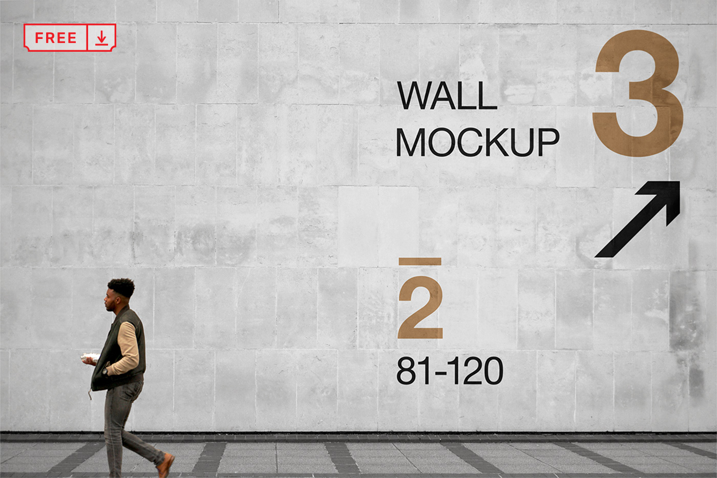 free Mockup downland design wall branding  brand graphic psd Mural