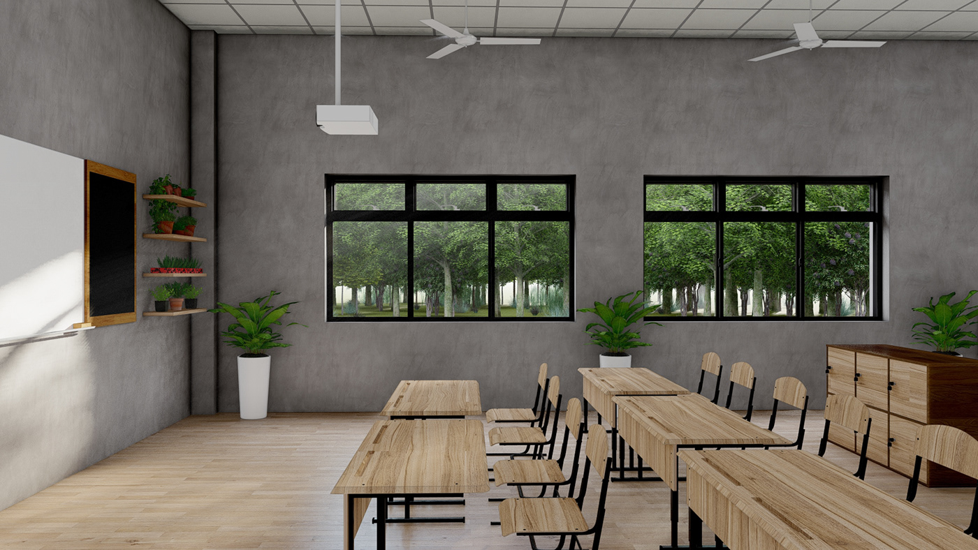 architecture Interior 3d modeling classroom interiordesign Render rendering Classroom project