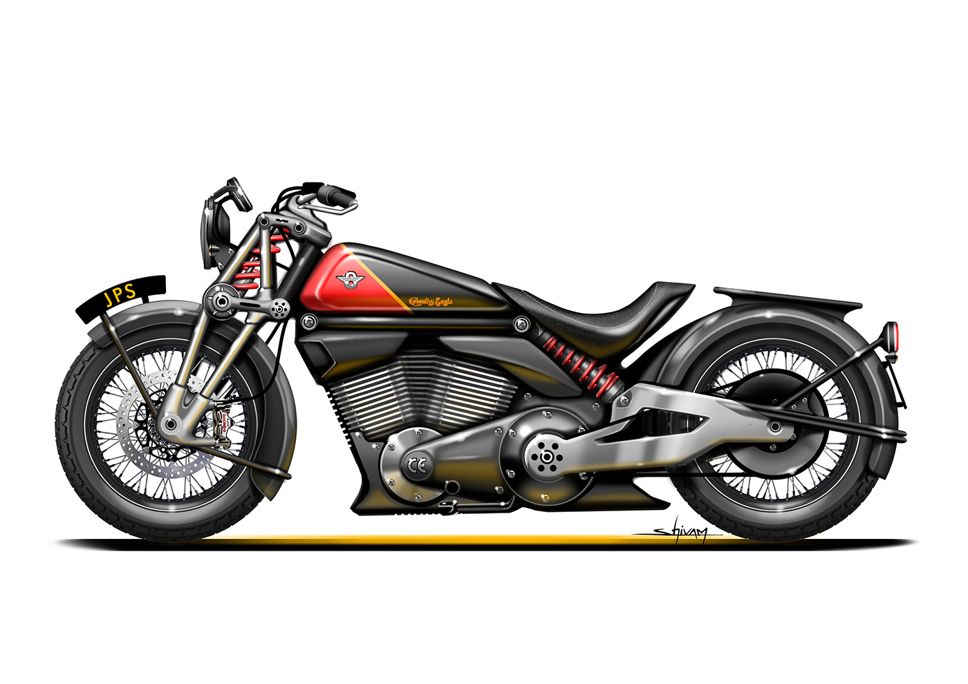 Bike concept Digital Art  motorbike motorcycle motorcycle sketching photoshop revival Transportation Design Vintage Design