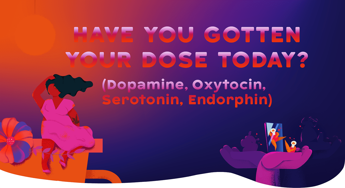 colorful Dopamine Endorphin fantasy ILLUSTRATION  mental health oxytocin serotonin