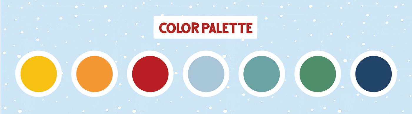 For this project, I was inspired to create a bright and cheerful color palette for Christmas season.