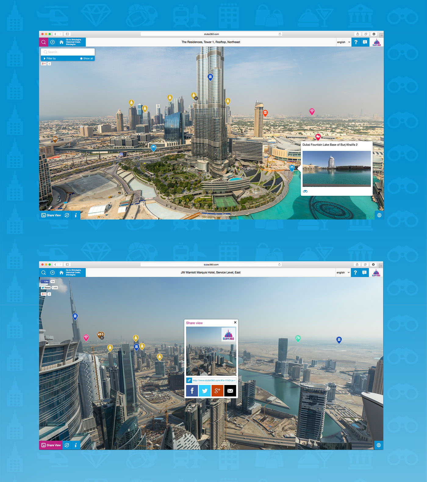 Dubai360 dubai panoramic 360º Panoramic Photography tourism video360 Website showcase Responsive Burj Khalifa virtual tour
