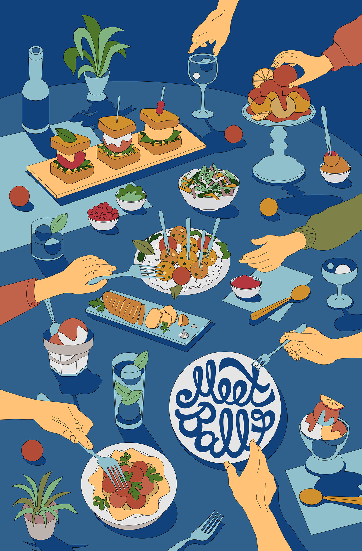 brand identity branding  food illustration ILLUSTRATION  Illustrator lettering Logo Design restaurant social media