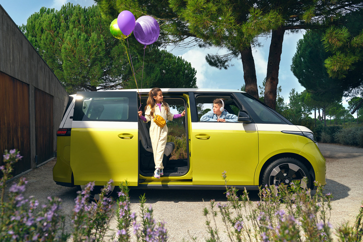 Automotive Photography campaign car Electric Car kids lifestyle photography purple volkswagen yellow