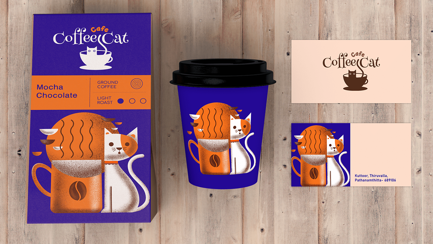 Logo Design and  Branding for a coffee house of a Homeless Cat Rescue centre in India.