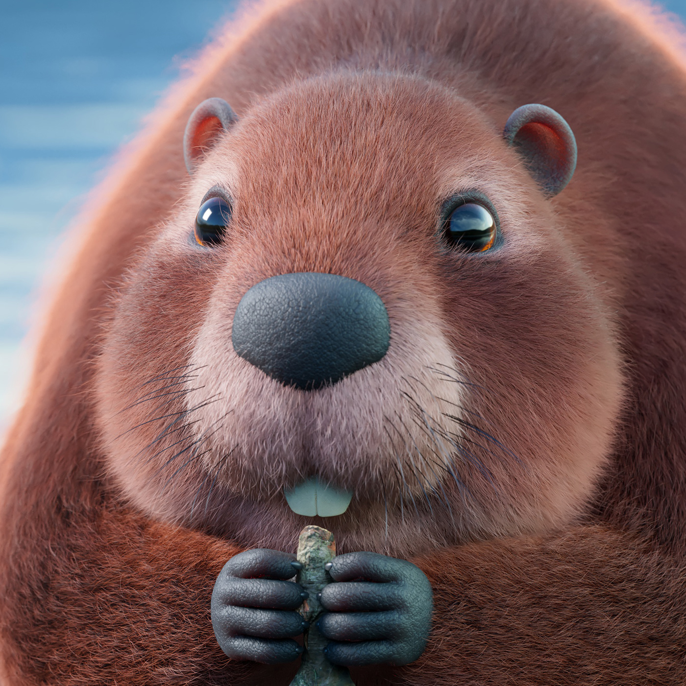 3D beaver CG CGI Character creature cute Render slylised stylized