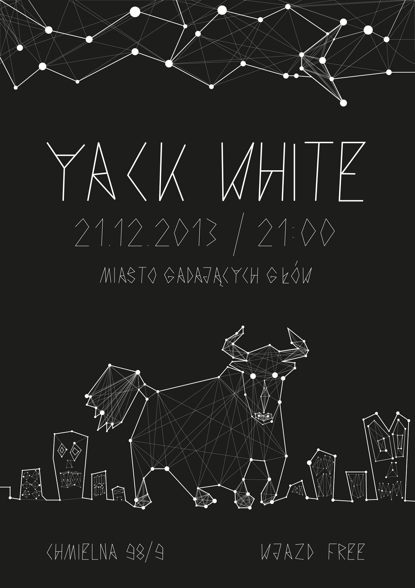 yack White poster band warsaw gig black lines Minimalism Duotone typo letters