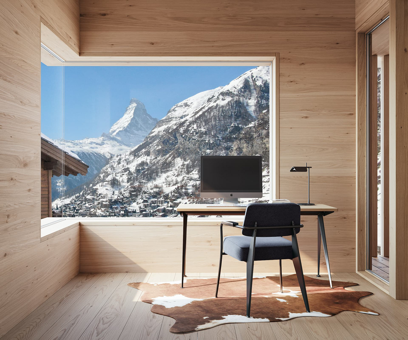 apartment architecture archviz interior design  Matterhorn real estate Switzerland visualization wood architecture zermatt