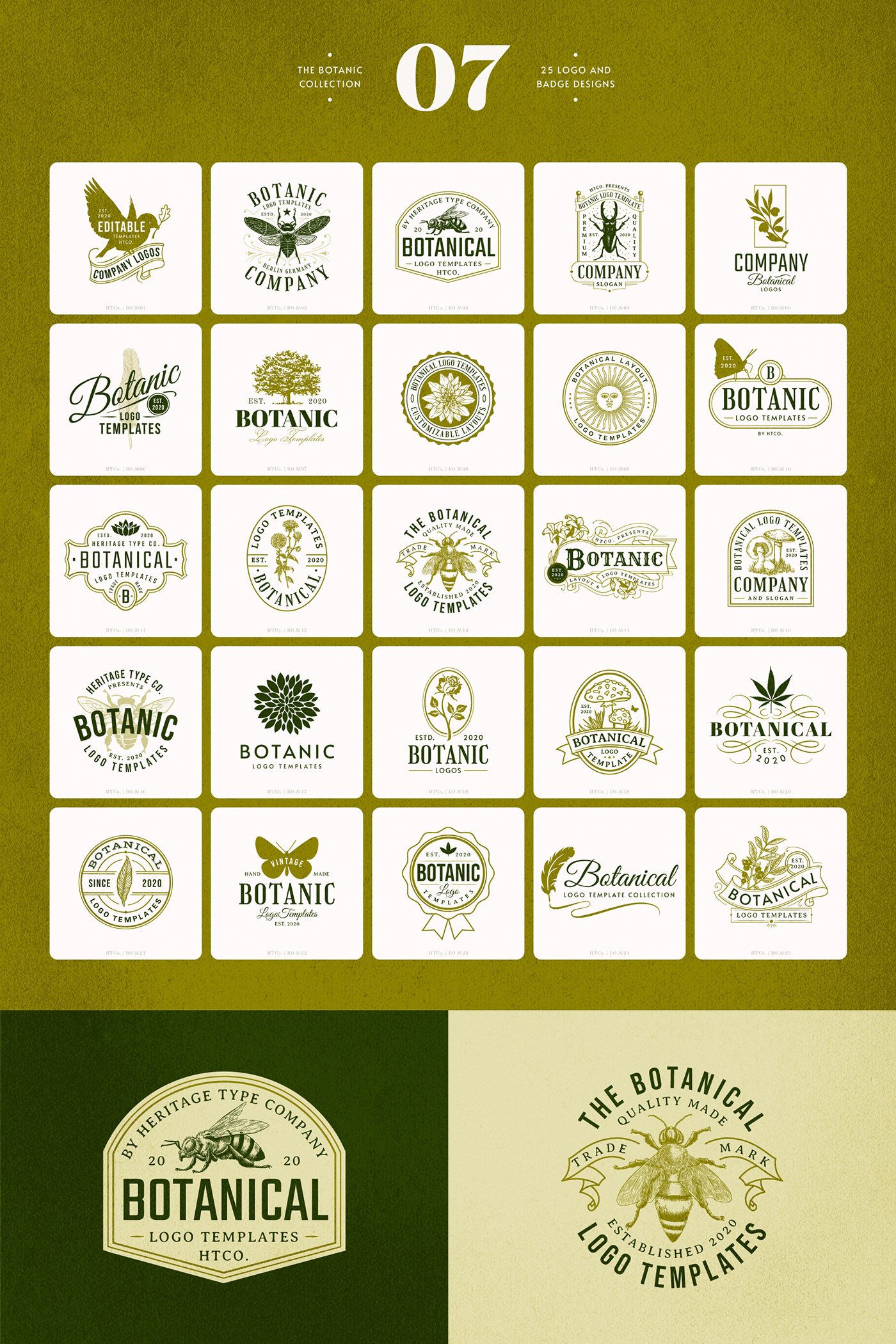 A collection of botanic logo templates